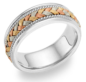 14K Tri-Color Gold Braided Wedding Band