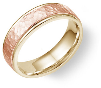 Hammered yellow gold wedding ring