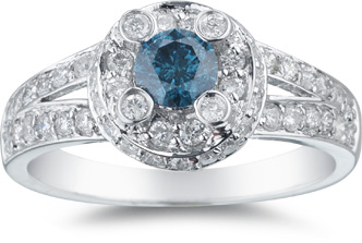 1.06 Carat Blue and White Diamond Ring