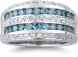 1.80 Carat 5 Row Blue and White Diamond Ring