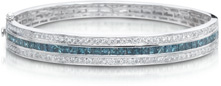 4.35 Carat Blue and White Diamond Bangle Bracelet