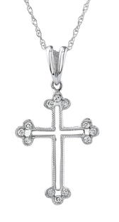 Holy Trinity Diamond Cross Pendant, 14K White Gold