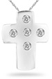 Bezel-Set Diamond Cross Pendant, 14K White Gold