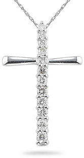 1/4 Carat Diamond Glory Cross Pendant, 14K White Gold