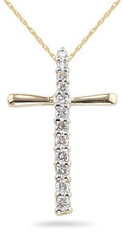 1/4 Carat Diamond Glory Cross Pendant, 14K Yellow Gold