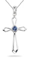 14K White Gold and Sapphire Cross Pendant