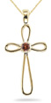Garnet Cross Pendant, 14K Yellow Gold