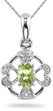 Peridot and Diamond Heart Cross Pendant, 14K White Gold