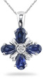 Sapphire and Diamond Cross Pendant, 14K White Gold
