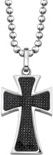Black Carbon Fiber and Stainless Steel Ancient Cross Pendant