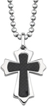 Black Carbon Fiber Stainless Steel Antiquity Cross Pendant