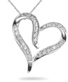 Diamond Heart Pendant, 14K White Gold