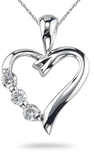 Journey Heart Pendant, 14K White Gold