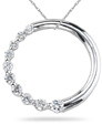 0.51 Carat Diamond Circle Journey Pendant, 14K White Gold