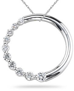0.51 Carat Diamond Circle Journey Pendant, 14K White Gold