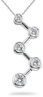 Zig-Zag Diamond Pendant, 14K White Gold