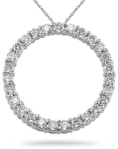 Diamond Circle Pendant, 14K White Gold