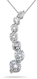 1.50 Carat Diamond Journey Pendant, 14K White Gold