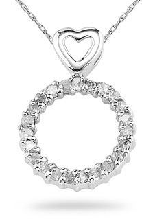 Diamond Circle Pendant, 14K White Gold