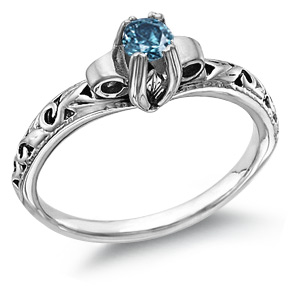 Blue Diamond 1/2 Carat Art Deco Ring
