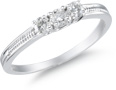 Three Stone Diamond Ring, 14K White Gold
