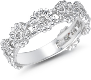 Diamond Flower Band, 14K White Gold