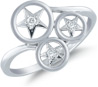 Three Star Diamond Ring, 14K White Gold