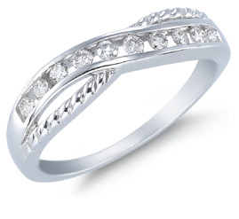 1/4 Carat 10 Stone Diamond Band, 10K White Gold
