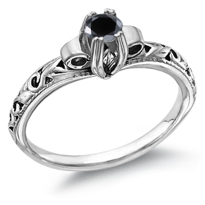 1/2 Carat Art Deco Black Diamond Ring