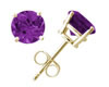 Amethyst Stud Earrings, 14K Yellow Gold