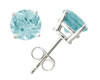 Aquamarine Stud Earrings, Platinum Setting