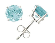 Aquamarine Stud Earrings, 14K White Gold