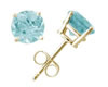 Aquamarine Stud Earrings, 14K Yellow Gold