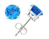 Blue Topaz Stud Earrings, 14K White Gold