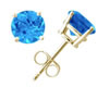 Blue Topaz Stud Earrings, 14K Yellow Gold