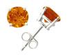 Citrine Stud Earrings, 14K White Gold