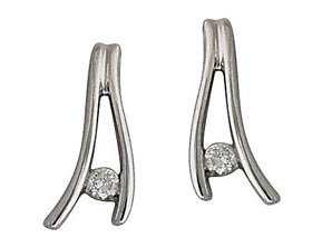 Diamond Wave Earrings, 14K White Gold