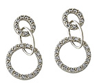 Round Diamond Dangle Earrings, 14K White Gold