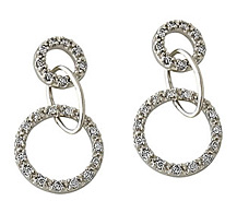 Round Diamond Dangle Earrings, 14K White Gold