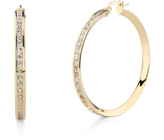 CZ Hoop Earrings, 1 3/4
