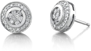 1/2 Carat Round Design Earrings, 14K White Gold