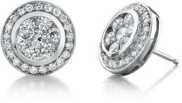 2.00 Carat Designer Diamond Earrings, 14K White Gold