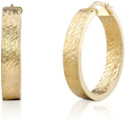 Textured Italian Hoop Earrings, 14K Gold