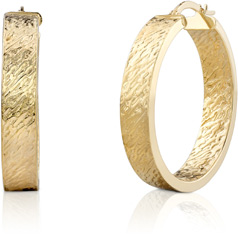 Textured Italian Hoop Earrings, 14K Gold