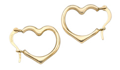 Heart Hoop Earrings, 14K Gold