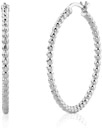 Beaded Hoop Earrings, 14K White Gold