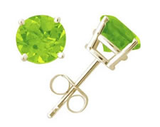 Peridot Stud Earrings, 14K Yellow Gold