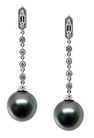 Natural Black and Tahitian Pearl & Diamond Drop Earrings, 18K White Gold