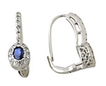 Sapphire Lever-Back Earrings, 14K White Gold