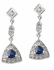 Sapphire and Diamond Dangle Earrings, 14K White Gold
